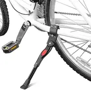 YAKAMOZ Bicycle Kickstand, Bike Aluminium Alloy Adjustable Side Kick Stand Rear Mount Stand for Cycling Mountain Road Bike Bicycle丨22" 24" 26" 700c Tire, Black