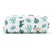 Large Pencil Case Big Capacity 3 Compartments Canvas Pencil Pouch for Teen School Students (Cactus) As Shown