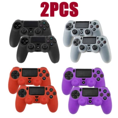 2PCS Silicone Skin Case PlayStation PS4 Controller Skin Case Gel Anti-slip Cover