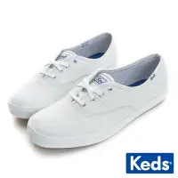 在飛比找Yahoo奇摩購物中心優惠-Keds 品牌經典皮革綁帶休閒鞋-白