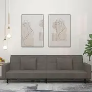 2-Seater Sofa Bed with Two Pillows Dark Grey Velvet Home Sofa