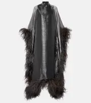 [Taller Marmo] Taller Marmo Casta feather-trimmed kaftan One Size metallic