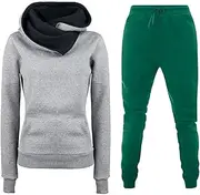 [Generic] Women Interview Clothes Set Set Autumn And Winter Hoodie Athletic Casual Pants Set Elegant Women Pants Suit (Green, S)