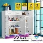 Shoe Cabinet Shoes Storage Rack 22 Pairs Organiser Shelf Cupboard LED White