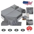 Split King Bed Sheets with All-Around Elastic - 5 Piece Grey Microfiber Set