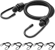 Aegero 18inch Bungee Cords with Hooks,6Pcs Heavy Duty Extra Strong Outdoor Elastic Rope,Multi-Purpose Elastic Bungee Straps for Luggage,Camping,Tarps,Bike Rack,Outdoor Tent,Weatherproof（Black）