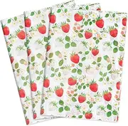 MR FIVE 60 Sheets Strawberry Tissue Paper Bulk,14" x 20",White with Strawberries Design Tissue Paper for Gift Bags Birthday,Valentine's,Mother's Day,Weddings