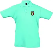 [Super Lemon] Italy Italian Childrens Childs Rugby Exclusive Retro Vintage Boys Girls Unisex Blue Polo Shirt, Great for Any Italy Italian Rugby Fans for 6 Nations and World Cup