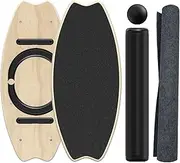 BLOODYRIPPA Wooden Balance Board with Adjustable Magnetic Stoppers, Roller and Balance Ball, 7 Training Modes, Exercise Balancing Stability Trainer for Workout, Core Training, Physical Therapy