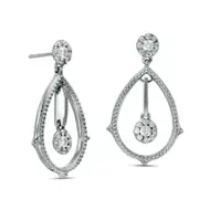 0.63 CT. T.W. Diamond Pear-Shaped Textured Drop Earrings in 10K White Gold