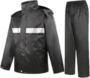 [GOODLUKE] Rain Jacket + Pants, Men and Women Split Raincoat Suit Double Layer Thick Adult Rainwear for School Commute Motorcycle Bicycle,L