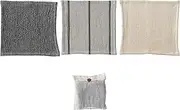 [Creative Co-Op] Cotton Waffle Weave Dish Cloths with Loop, Black, Grey, and Natural, Set of 3 in Bag