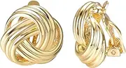 [Yoursfs] Knot Earrings for Women Earrings Gold Tone Metal Knot Modernist Clip-on Earrings of the Bride Gift
