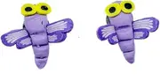 [Miniblings] Dragonfly Stud Earrings Kawaii Insect Polymer Clay Purple - Handmade Fashion Jewellery I Earrings Stud Earrings, 7mm