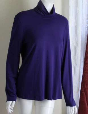 NWT Chico's 2 L PURPLE AUBERGINE Rayon Magdalia Jersey Knit Mock Turtleneck Top