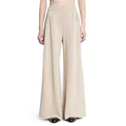[MAX MARA] Pantaloni a Gamba Larga in Maglia di Lana Beige