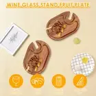 4Pcs Wine Appetizer Plates Wood Appetizer Plates With Wine Glass Holder GokvF
