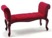 Dollhouse Miniatures 1:12 Scale Settee, Mahogany with Red Velour Fabri #CLA10841