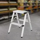 Folding Step Ladder Nonslip Metal Ladder Stool for Garage Kitchen Household