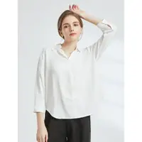在飛比找ETMall東森購物網優惠-Polo早秋法式七分袖上衣白色襯衫