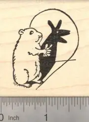 Groundhog Day Rubber Stamp, Making Shadow Puppets, Woodchuck, Marmot H23313 WM