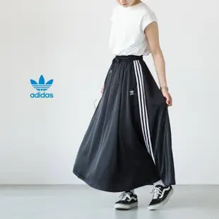 【吉米.tw】代購 Adidas 三葉草 三線長裙 Originals 愛迪達 黑色 百摺裙 黑白 FL0039