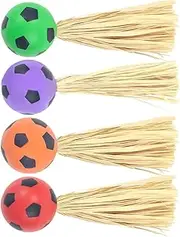 Feather Ball Cat Toy | Chew-Proof Interactive Cat Ball with Raffia,Boredom-Relief Lightweight for Scratching Post, Floor Play, Travel