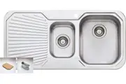 Oliveri Petite 1 & 1/2 Double Right Hand Bowl Inset Sink With Drainer PE302