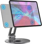 Gouyisi Magnetic Tablet Stand for iPad Air 13 inch M2 (2024), 360° Rotating Foldable iPad Stand for Pro 12.9'' 6th/5th/4th/3rd, Aluminum Alloy, Grey