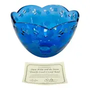 Lenox Disney Snow White and The Seven Dwarfs Etched Cobalt Crystal Bowl RARE NEW