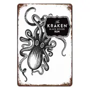 2x Kraken Black Spiced Rum Tin Metal Sign Rustic Look Vintage Man Cave