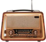 Lyntamy Portable Wooden Retro Radio Wireless Bluetooth Speakers HiFi Stereo AM/F