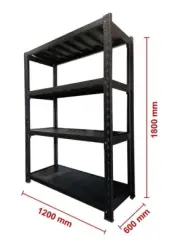 1.2m L×1.8m H×0.6m D Heavy Duty Shelving Garage Warehouse Storage Metal Rack