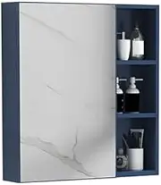 Bathroom Mirror Medicine Cabinet with Storage Shelf Wall Mounted Blue 55x65x11cm