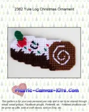 Yule Log Christmas Ornament- Plastic Canvas Pattern or Kit