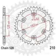 JTR210.45SC JT Rear Sprocket 45/520 Black For HM-Moto CRM-F 450 X 7