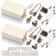 EMG 81 + 60A IVORY ACTIVE HUMBUCKER GUITAR PICKUP SET SHORT SHAFT POTS & WIRING