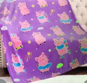 Ballerina, Ice Skating, Skateboarding Pig Glow In The Dark Blanket
