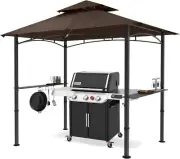 Stylish 8’x5’ Outdoor Gazebo Canopy for BBQ with Two Handy Shelves & Lights