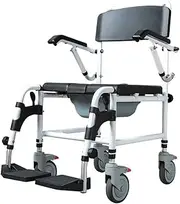 Z&y GLAa Shower Commode Chairs with Wheels,4 in 1 Rolling Shower Wheelchair Commode Adjustable Height, Pedal and Armrest Comfortable Durable/a