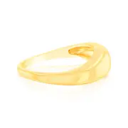 Sterling Silver Gold Plated Curved Dome Polished Ring, M