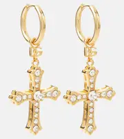 [Dolce & Gabbana] Dolce & Gabbana Crystal-embellished drop earrings One Size gold