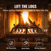 Heavy Duty 24 Inch Fireplace Log Grate with 6 Support Legs for Indoor Outdoor