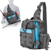 Fishing Backpack with Rod Holder Fishing Tackle Bag Azure Shadow Serenade