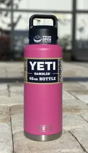 YETI Rambler 46 Oz. Bottle w/Chug Cap Prickly Pear Pink 100% Authentic YETI