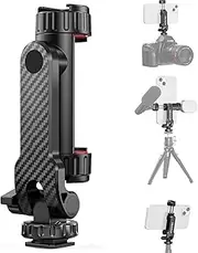 Cell Phone Tripod Mount, Tripod Phone Holder with 1/4" Screw 2 Cold Shoes, 360°Rotates 180°Tilts Adjustable Camera Hot Shoe Phone Mount for iPhone for Samsung Selfie Stick Camera Stand