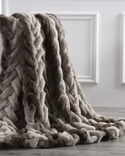 Modern Threads Faux Fur Braided Reverse To Micro Mink Throw