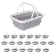 20x 9L Collapsible Laundry Folding Clothes Basket w Handles Bin Bulk -Grey/White