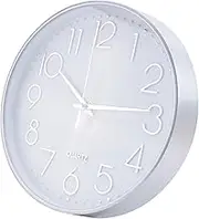 domoi Premium Silver Wall Clock, Wall Decoration, Modern Silent Wall Clock for Home Office Kitchen (25cm, Silver)