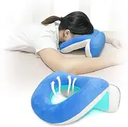 Face Down Pillow After Eye Surgery for Stomach Sleeper Prone Pillow Desk Napping Massage Face Cradle Donut Pillow for Head with Face Hole Prone Cushion Retinal Post Eye Surgery Recovery Pillow